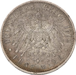 German states. Prussia. Wilhelm II. 5 Mark. 1902. VF +.