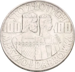 Poland. 100 Zlotych - Polish Millennium bust, Proba. 1966. AUnc.