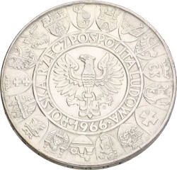 Poland. 100 Zlotych - Polish Millennium bust, Proba. 1966. AUnc.