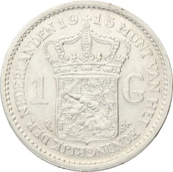 1 Gulden. Wilhelmina. 1915. Prachtig / UNC.