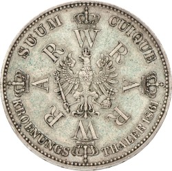 German states. Prussia. Wilhelm. 1 Thaler. 1861. XF +.