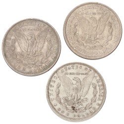 USA. Philadelphia. Lot (3) Morgan Dollar. 1882, 87, 1921. XF -.