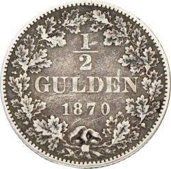 German states. Württemberg. Karl I. ½ Gulden. 1870. VF.