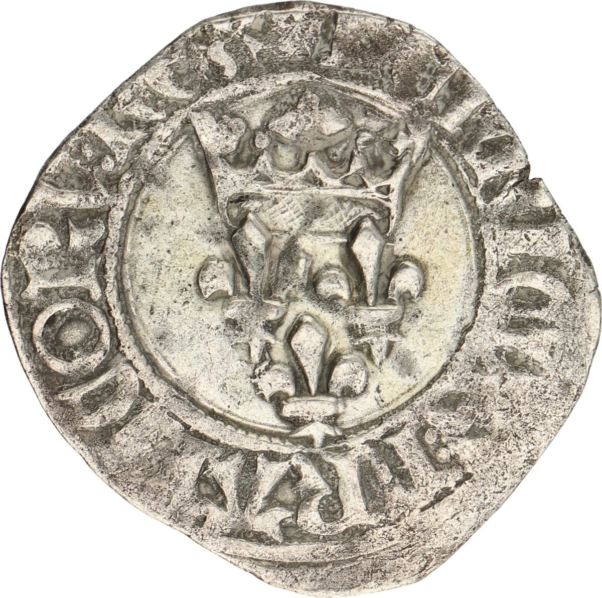 France. Charles IV "the Mad". Gros "Florette". ND (1415 - 1422). VF.