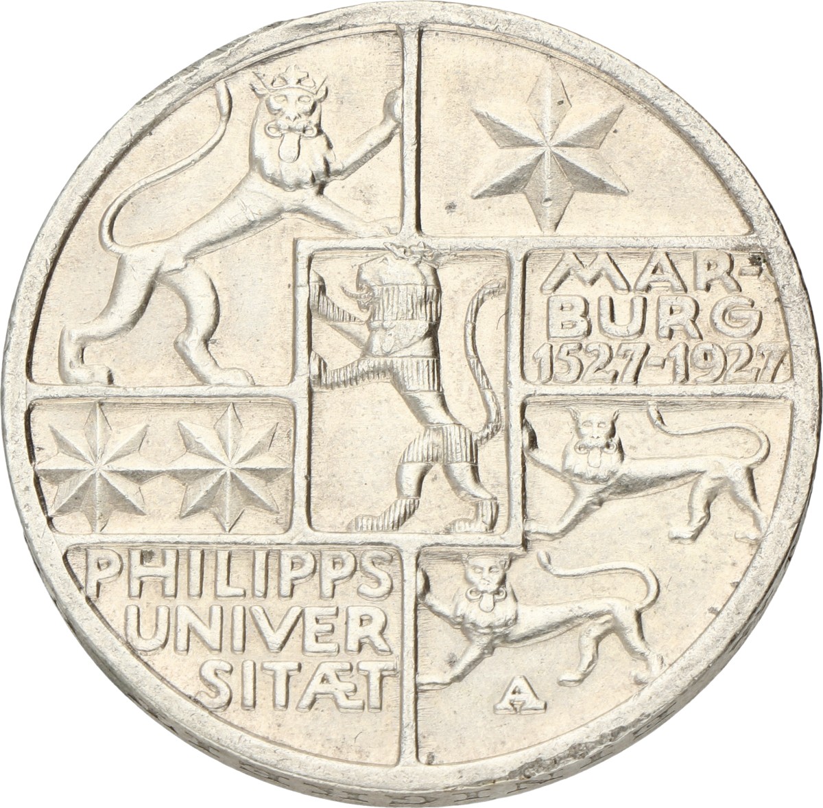 Germany. Weimar republic. 3 Mark - Marburg University. 1927 A. AUnc.