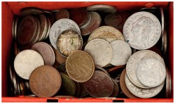 World. Collection of world coins, in an iron box. F - XF.