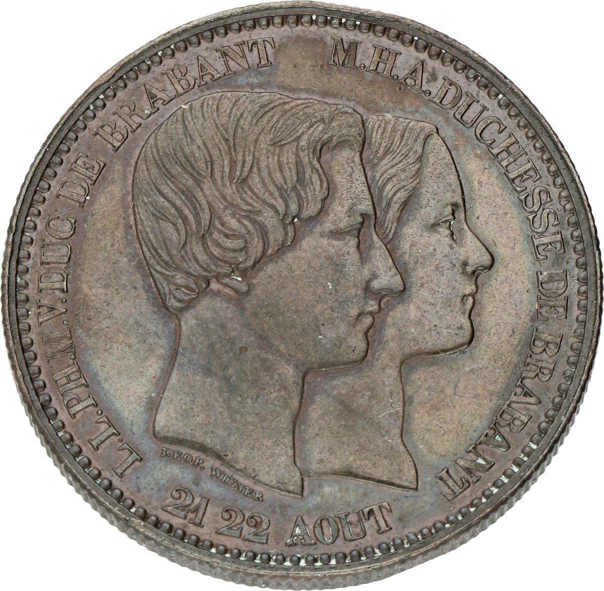 Belgium. Leopold I. 10 Centimes - Medallic of the mariage of the duke and duchess of Brabant. 1853. XF.