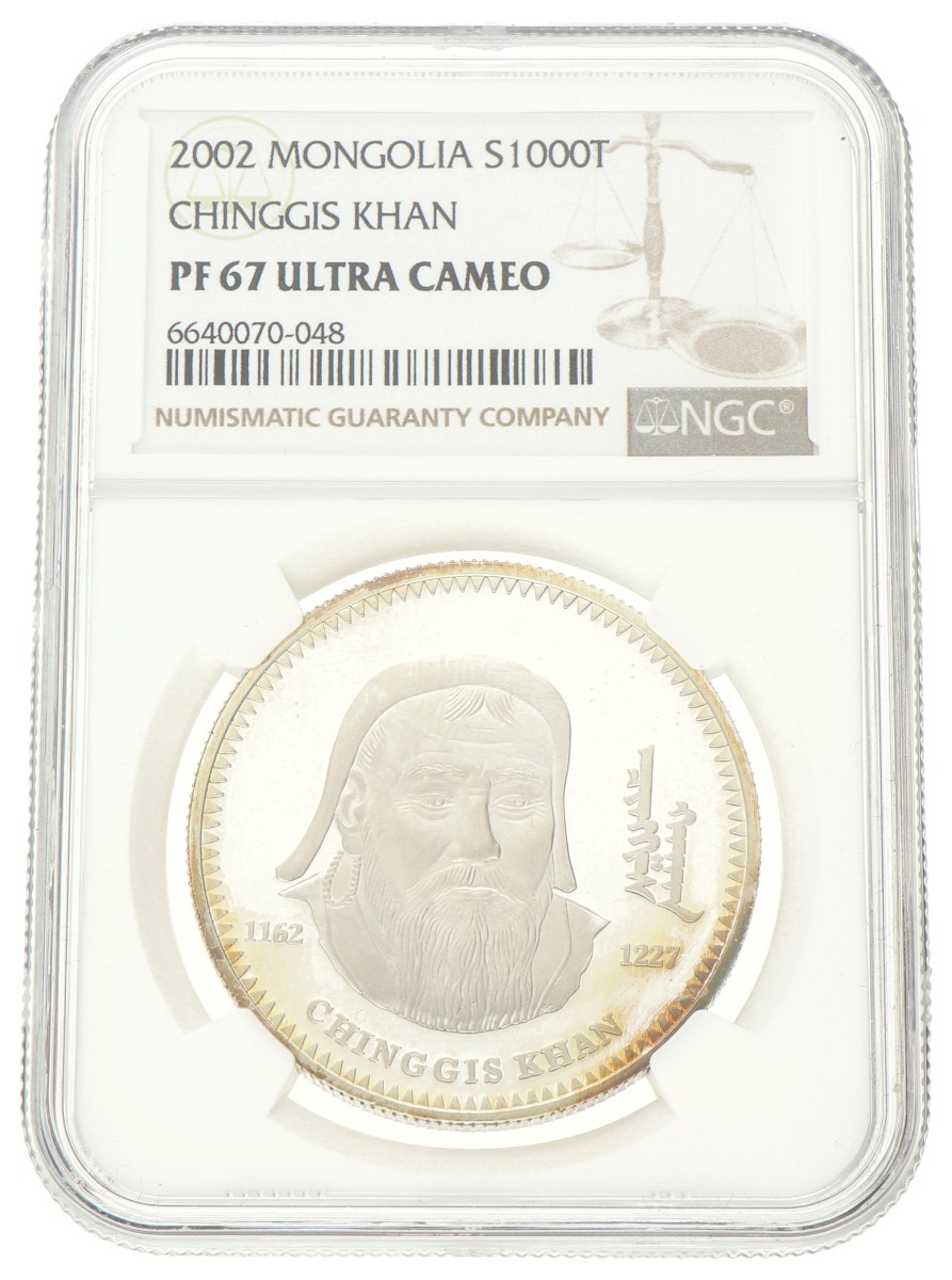 Mongolia. 1000 Tögrög - Chinggis Khan. 2002. PF 67 Ultra Cameo.