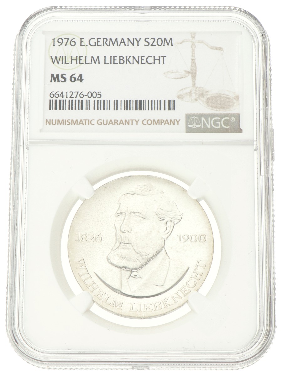 Germany. DDR. 20 Mark - Wilhelm Liebknecht. 1976. MS 64.