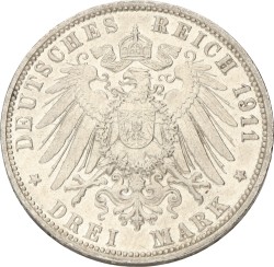 German states. Hamburg. 3 Mark. 1911 J. AUnc.