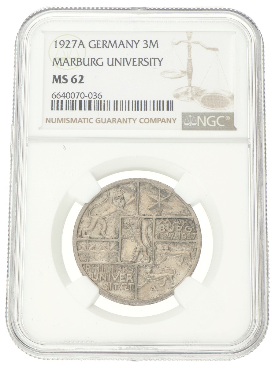 Germany. Weimar republic. 3 Mark - Marburg University. 1927A. MS 62.