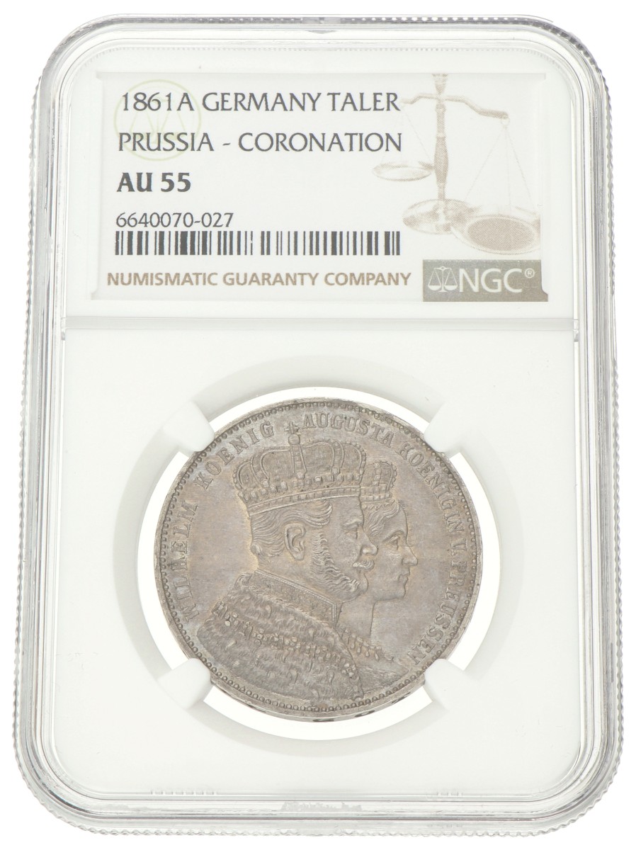 German States. Prussia. Wilhelm I. 1 Thaler - Coronation. 1861. AU 55.