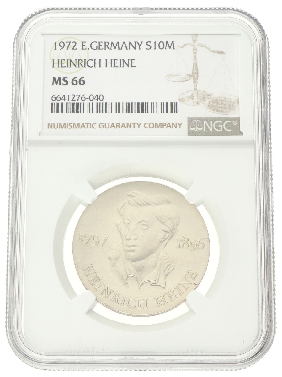 Germany. DDR. 10 Mark - Heinrich Heine. 1972. MS 66.