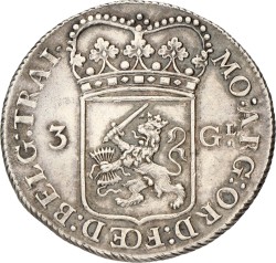 3 Gulden. Utrecht. 1794. Zeer Fraai.
