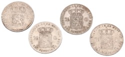 Lot (4) 2½ Gulden. Willem III. Zeer Fraai.