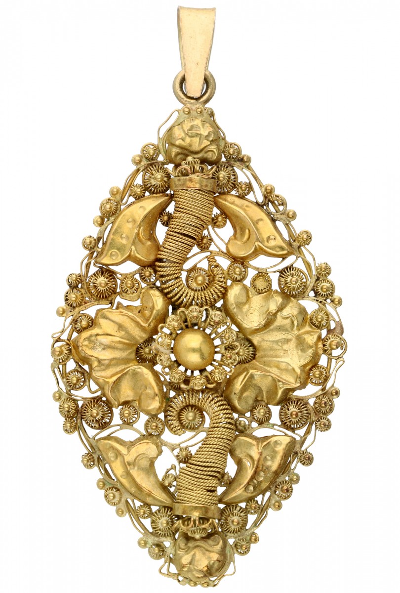Antieke geelgouden fijn handgewerkte hanger - 14 kt.