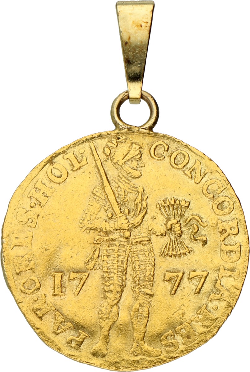 Gouden dukaat - Met hanger. Holland. 1777. Fraai / Zeer Fraai.