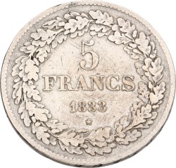 Belgium. Leopold I. 5 Francs. 1833. VF -.