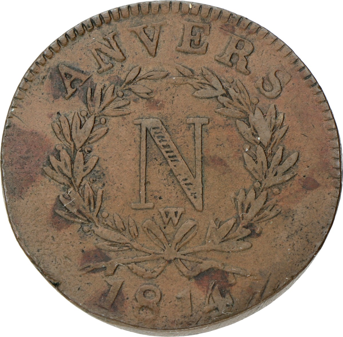 Belgium. Antwerp. French occupation. Napoleon. 10 Centimes - Siege of Antwerp. 1814. VF +.