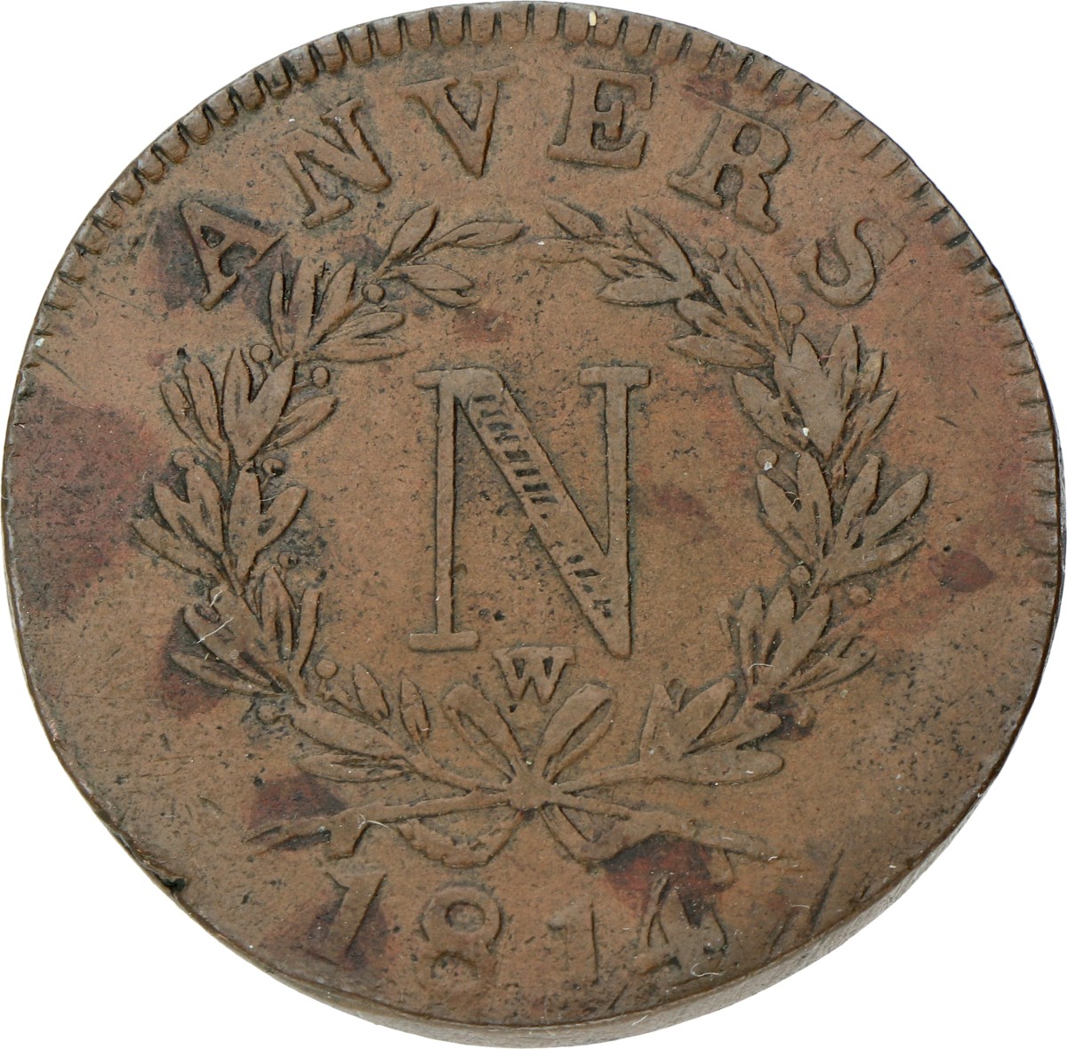 Belgium. Antwerp. French occupation. Napoleon. 10 Centimes - Siege of Antwerp. 1814. VF +.