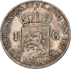 1 Gulden. Willem II. 1848. Prachtig / UNC.