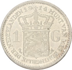 1 Gulden. Wilhelmina. 1914. UNC -.