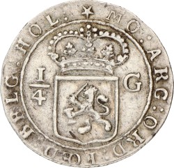 ¼ Gulden. Nederlands-Indië. 1802 - Grote mast onder T. Zeer Fraai.