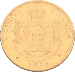 Monaco. Charles III. 20 Francs. 1879. XF.