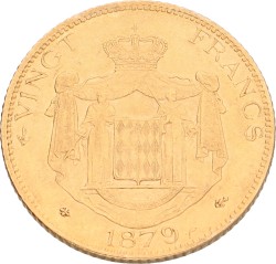 Monaco. Charles III. 20 Francs. 1879. XF.