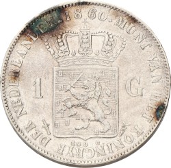 1 Gulden. Willem III. 1860. Zeer Fraai / Prachtig.