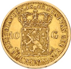 10 Gulden. Willem I. 1840. Zeer Fraai.