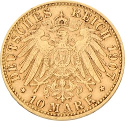 German states. Hamburg. 10 Mark. 1907 J. XF -.