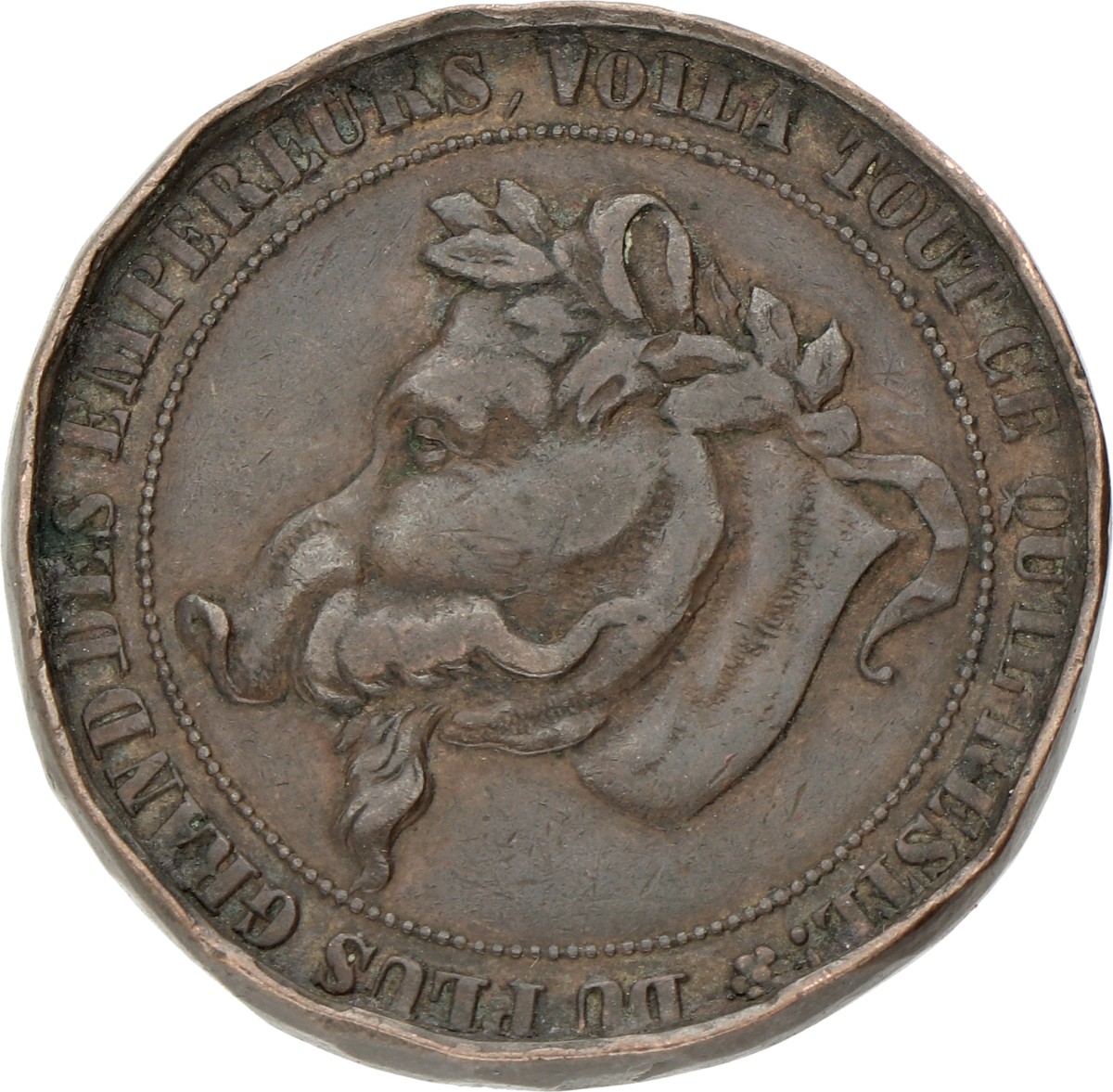 France. 1870. Satirical medal on the defeat of France in the French-German war at Sedan.