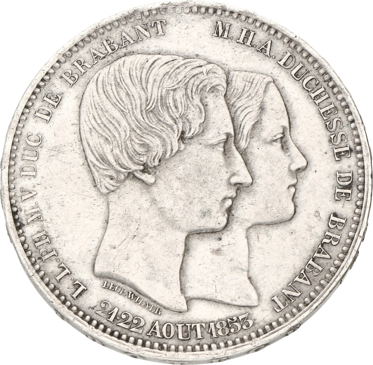 Belgium. 5 Francs - Medallic of the mariage of the duke and duchess of Brabant. 1853. XF -.