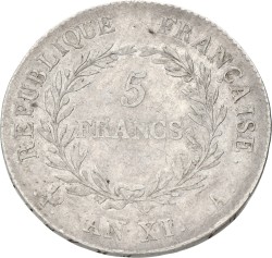 France. Consulat. Napoleon. 5 Francs. An XI A. F / VF.