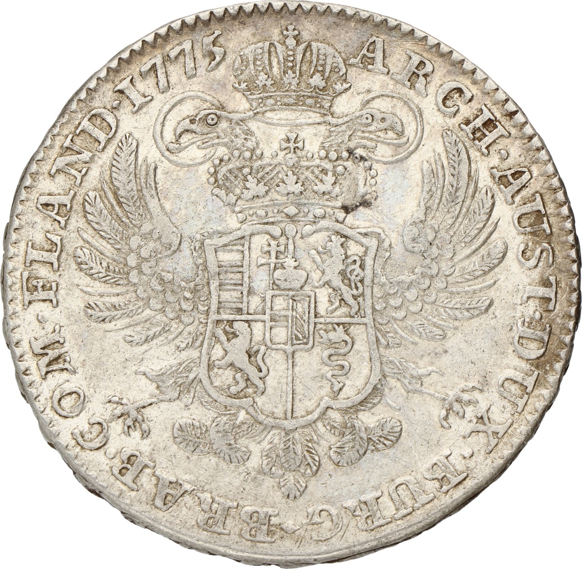 Kronenthaler. Brabant. Brussel. Maria Theresia. 1775. Zeer Fraai +.