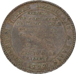 France. Paris. 5 Sols. An 4 (1792). VF / XF.