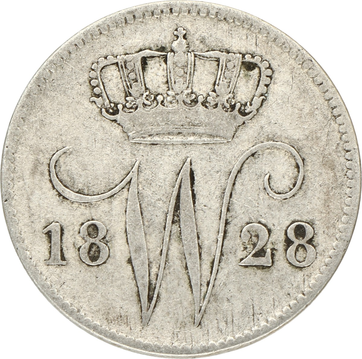 25 Cent. Willem I. 1828 B. Zeer Fraai -.