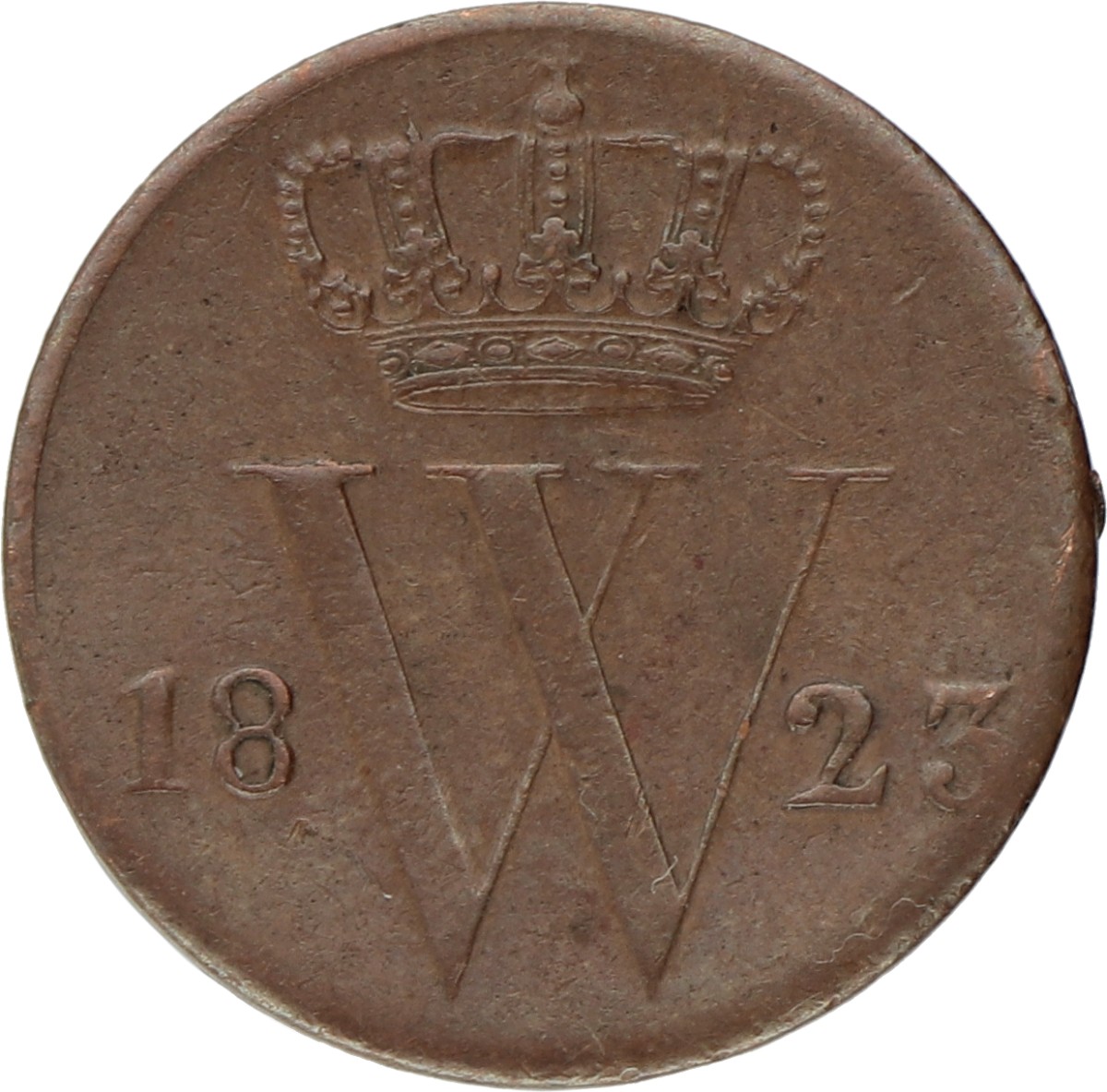 ½ Cent. Willem I. 1823B. Zeer Fraai.