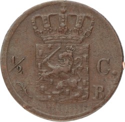 ½ Cent. Willem I. 1823B. Zeer Fraai.