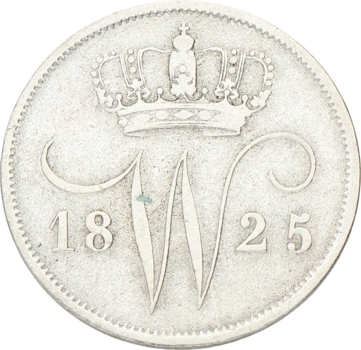 10 Cent. Willem I. 1825U. Zeer Fraai +.