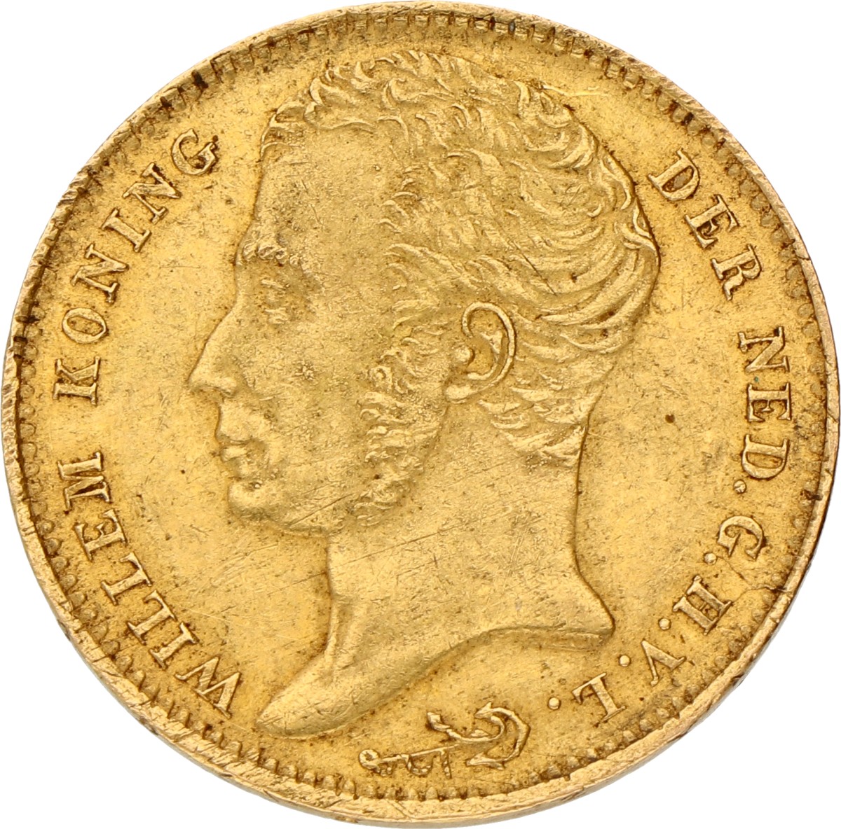 10 Gulden. Willem I. 1824B. Zeer Fraai.