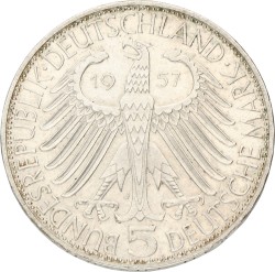 Germany. BRD. 5 Mark - Eichendorff. 1957 J. XF.