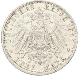 German states. Bavaria. Luitpold. 3 Mark - 90th anniversary of the Prince-regent. 1911 D. XF +.