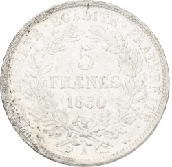 France. Second Republic. 5 Francs. 1850 A. XF.