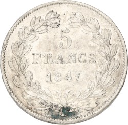 France. Second kingdom. Louis Philippe I. 5 Francs. 1847 A. XF +.