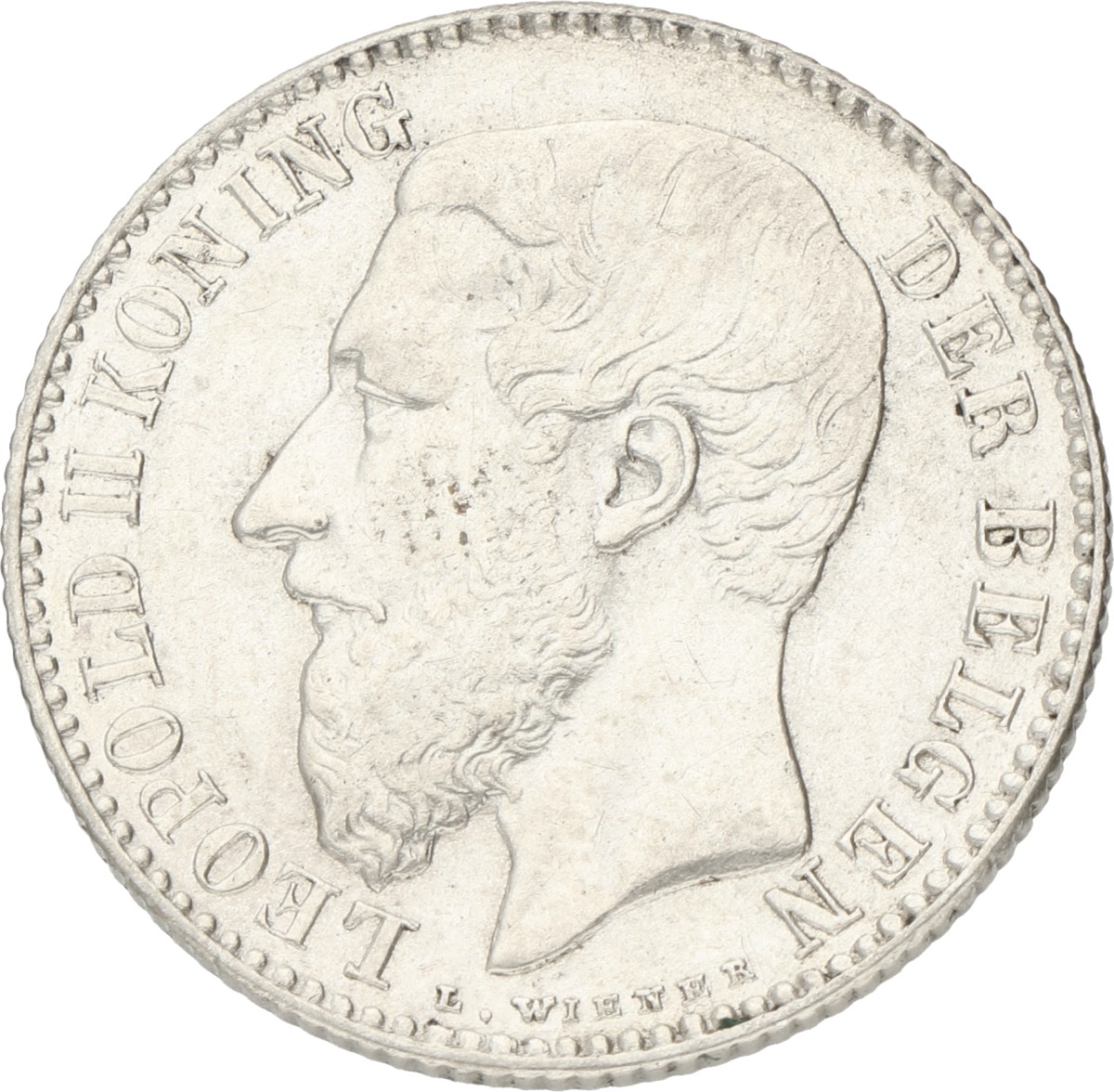 Belgium. Leopold II. 1 Franc. 1886. VF / XF.