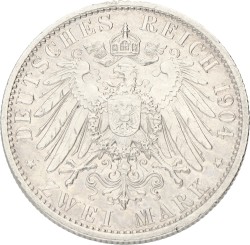 German states. Mecklenburg-Schwerin. Friedrich Franz IV. 2 Mark - Wedding of Friedrich Franz IV & Alexandra. 1904 A. XF -.