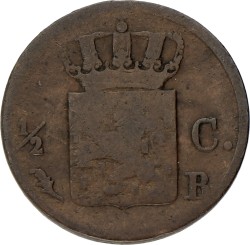 ½ Cent. Willem I. 1827 B. Fraai / Zeer Fraai.