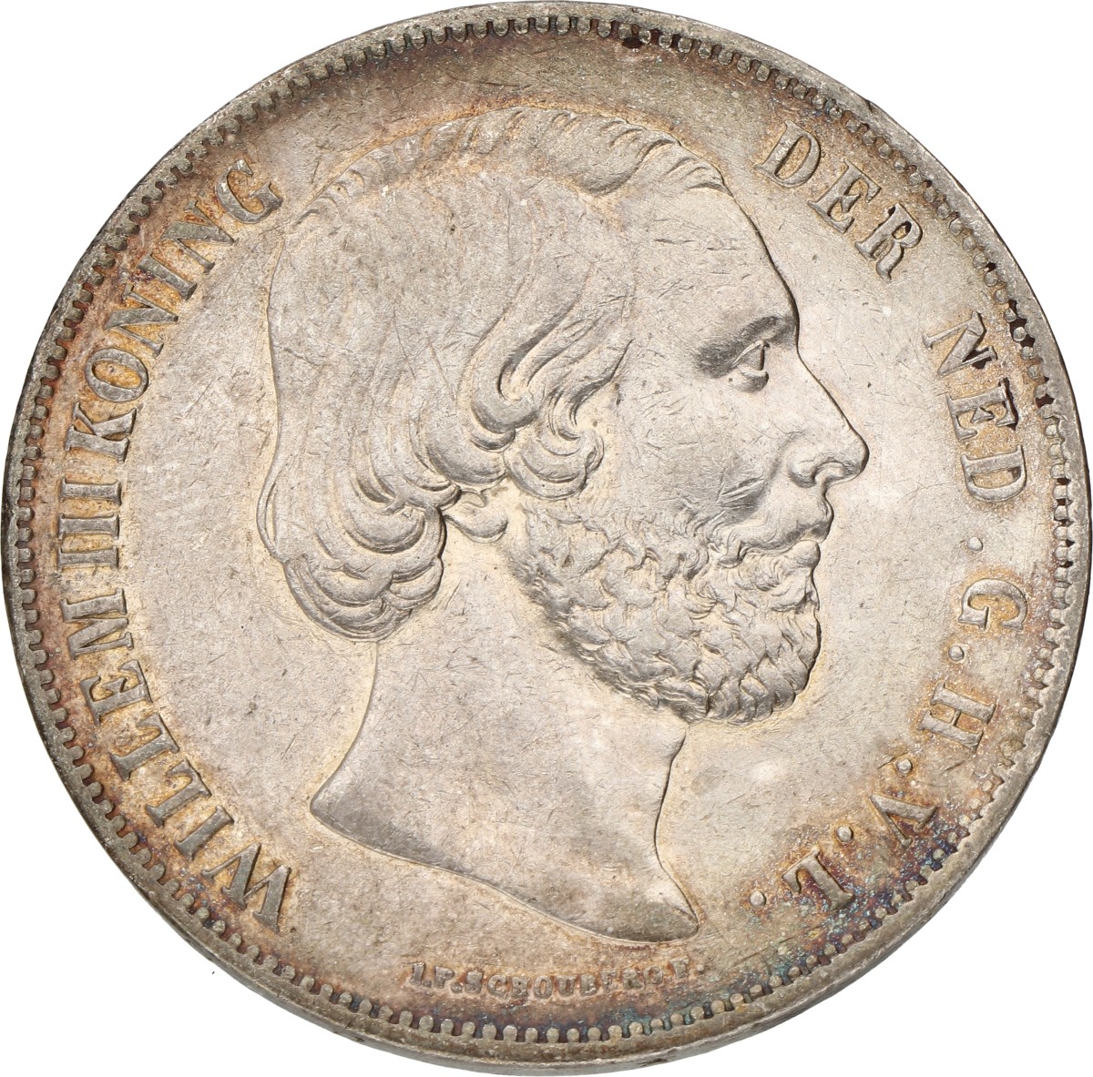 2½ Gulden. Willem III. 1859. Zeer Fraai +.